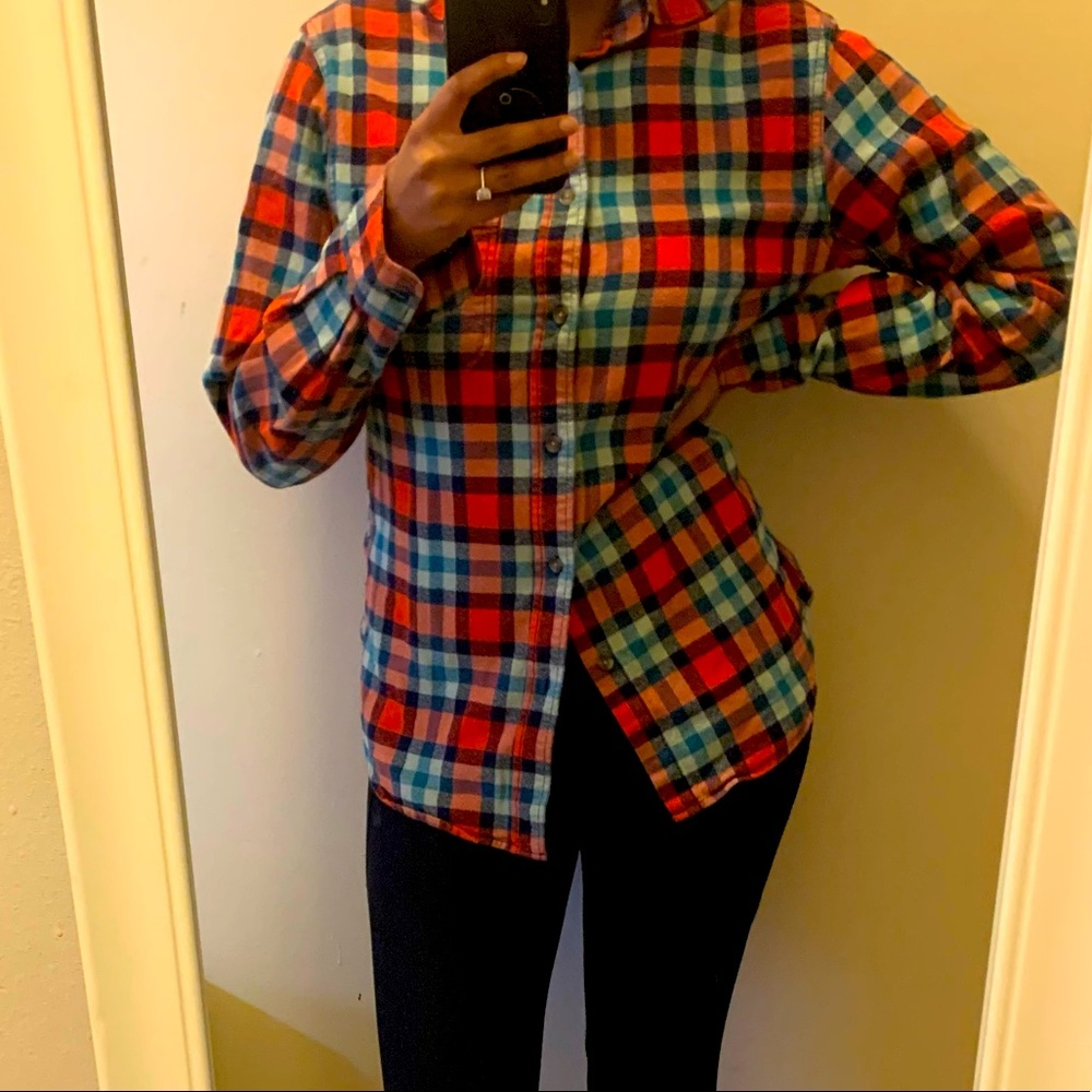 Checkered colorful flannel with pocket